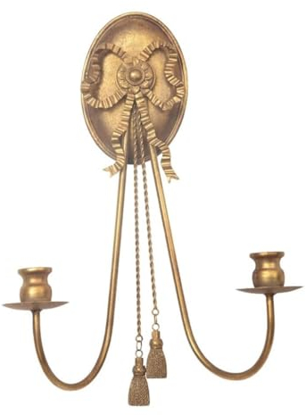 Wand-Kerzenleuchter, Metall-Kerzenleuchter, Wand-Kerzenhalter mit Schleife und Quasten-Dekoration, Vintage-Kerzenhalter, antike Wanddekoration