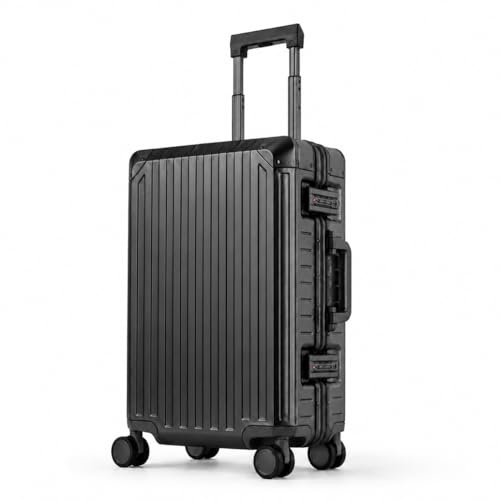 Travelhouse 100% Aluminium Handgepäck-Koffer Tokyo · hochwertige Aluminium Legierung mit 4 Rollen und zweifachem TSA-Zahlenschloss · Vol. 41,5L - schwarz 4X Silent Move Doppelrollen