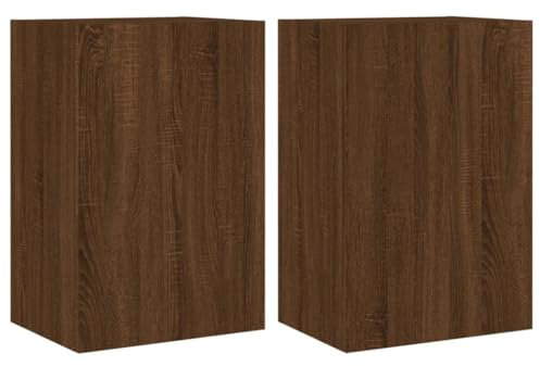 vidaXL Väggmonterad tv-bänk 2 st brun ek 40,5x30x60 cm konstruerat trä, väggenhet, väggmonterad TV-enhet, väggmonterat skåp, TV-väggenhet, hängskåp