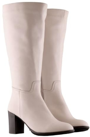Jilsen Bottes Mollets Larges Nina | XL Tour de Mollet 48 | Blanc | Talon 8 | Pointure 39 | Tige Large