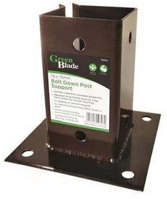 Heavy Duty Galvanised Bolt Down Square Bracket Post Fence Foot Base Support, 75 mm x 75 mm