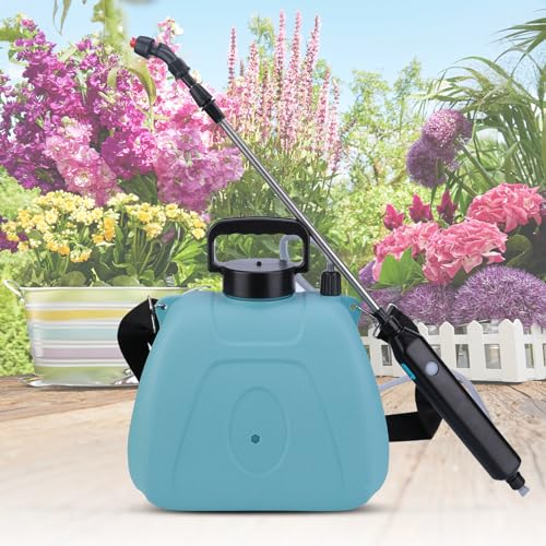 Pulverizador Mochila Bateria, Pulverizador Electrico 7 L Varilla Pulverizadora Retráctil USB con 3 Boquillas Correa de Hombro Ajustable, Pulverizador Presion para Jardín de Césped (Azul)