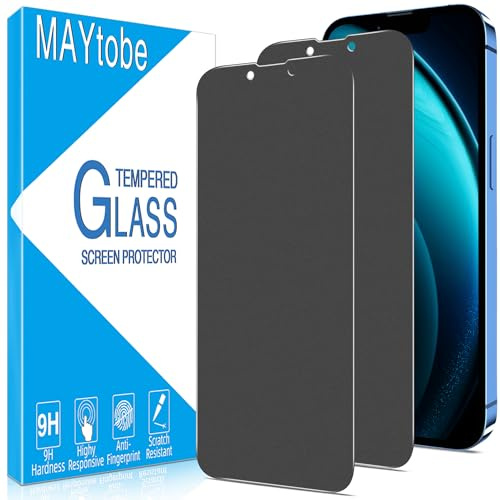 MAYtobe 2 Pack Matte Privacy Screen Protector for iPhone 14/iPhone 13/13Pro | Tempered Glass Anti Spy, Full Coverage, Anti-Glare, 9H Hardness, Case Friendly, Anti Scratch