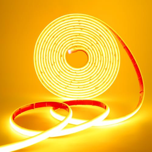 Wisada 24V COB Neon Streifen 6m, 320LEDs/m Superhell Flexibler Gelb COB Neon LED Band, Außen Wasserdichte IP68 Selbstklebendes Band, rot/weiss 2-adrig LED Lichterketten für Terrasse, Weihnachten