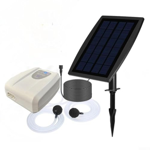 3 W Solarenergie-Sauerstoffgenerator, Solarpanel-Luftpumpe, Belüfter-Set, Sauerstoffpumpe, Aquarium-Sauerstoffbelüfter für den Außenbereich, Garten, Tank, Pool (Doppelloch - 30/60 H)