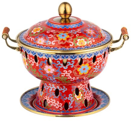 OYWEHECE Einzelne Person, Kleiner Kupfertopf, Alter Pekinger Kleiner Dicker Kuh-Hot Pot, Chinesischer Traditioneller Cloisonné-Hot Pot, Kommerzieller Alkoholanteil, Roter Kupfer-Hot Pot,C