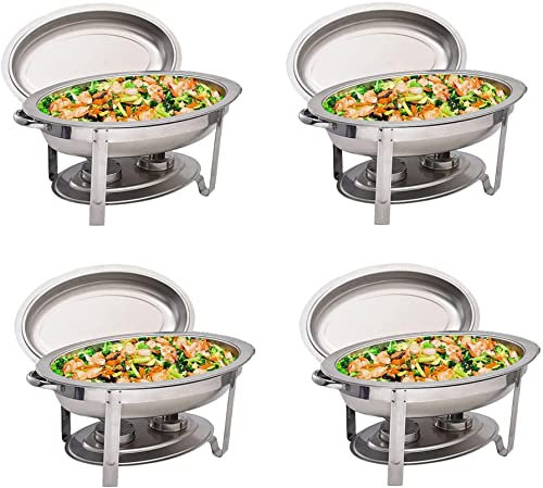 SmPinnaA Chafer Chafing Dish for 1/2/4/6 Packs, 5.5 L Stainless Steel Complete Set Kitchen Catering Banquet Buffet Warming Contai,4 Pack