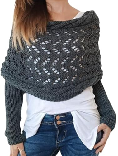Multifunktionstuch mit Ärmeln | Strickschal mit Ärmeln | Shawl Wraps Sweater Schal | Schal mit Ärmeln Sweater Wrap | Multifunktionaler Ärmel-Wickelschal für Damen