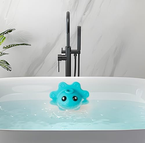 PandaEar Copertura per Scarico di Troppo Pieno della Vasca da Bagno, Tappo in Silicone per Scarico Vasca, Copri Scarico da Bagno, Blu