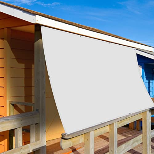 Set di pali per tende da sole, 2,5 x 7 m, impermeabile, per esterni, patio, terrazza, giardino, piscina, tessuto in colore bianco