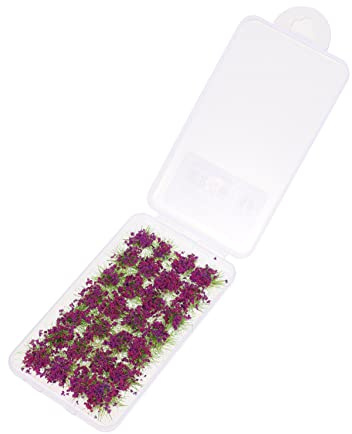 BELLIFFY 28st Kunstrasen-Cluster Mini-züge Gras Hecke Miniatur-blumenbüschel Heimdekoration Sand Für Miniaturstrauchstreifen Sandkasten Mit Deckel Aquarium Anlage Mousse Violett Harz
