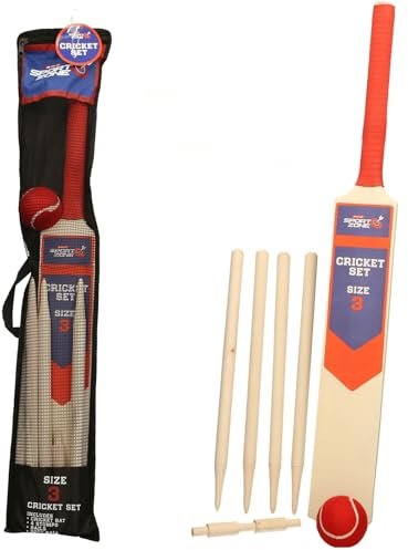 Kids Cricket Set Wooden Bat Stumps Ball Outdoor Garden Training Play
