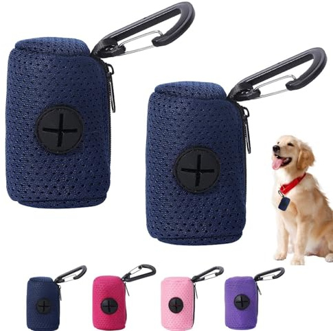 2 Stück Kotbeutelspender Für Hunde Stoff, Hundekotbeutelspender Halter Mit Karabinerhaken, Praktische Box Für Leckerli Und Kotbeutel, Hundekotbeutel-Spender Passt Jede Hundeleine Für Gassi laufens