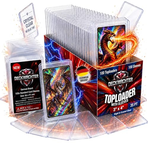 DeckWächter® 100x Toploader & 100x Penny Sleeves – Card Sleeves Set 3x4 – Top-Loader Schutzhüllen für Sammelkarten TCG – Kompatibel mit allen gängigen Spiel- und Sammelkarten – 35PT Clear