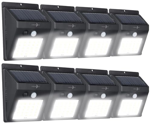 8 appliques murales solaires LED 100 lm WL-100.solar avec détecteur de mouvement [Lunartec]