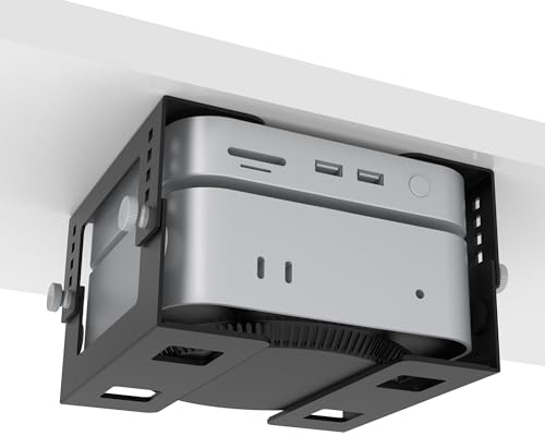 Mini-PC-Halterung für den Schreibtisch, 5-stufig höhenverstellbar (4,6 cm bis 8,4 cm), breitenverstellbare CPU-Halterung aus Metall für Mac Mini M4/kleine PCs, inklusive Schrauben und