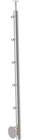 Poteaux 42,4 x 2,0 mm, rail 5 x 12,0 mm, hauteur de construction 1000 mm, support mural latéral, en acier inoxydable, garde-corps, plaque de support 42,4, balustrade, balcon, main courante, barre