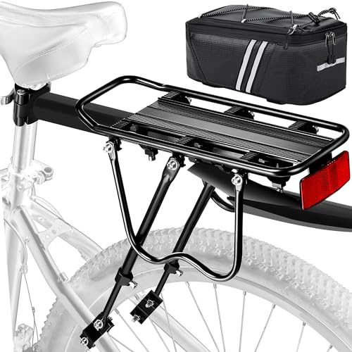 YONTUO Fahrrad Gepäckträger Set [24-29 Zoll ]- 50KG Tragfähigkeit Fahrrad Gepäckträger Hinten mit Schutzblech und großem Reflektor, Schnellverschluss Fahrradträger für Mountainbike & Rennrad