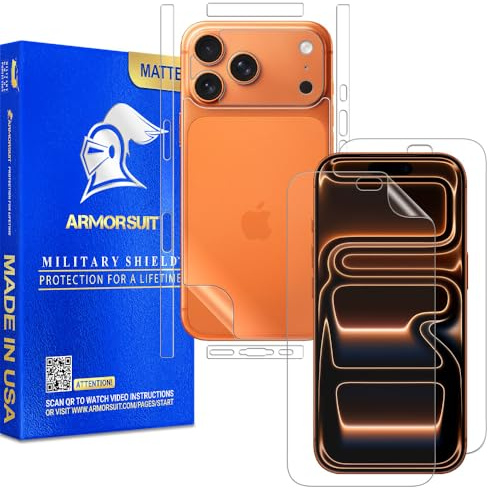 ArmorSuit 2+2 Pack Paper-Feel Texture Full Body Skin + Screen Protector for iPhone 17 Pro Max [6.9 inch] MilitaryShield Matte Film - Made in the USA