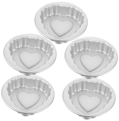 DOITOOL 5pcs Aluminum Alloy Mini Tart Pan for Baking Cakes Puddings and Biscuits Wear-Resistant Mold with Even Heat Distribution Easy Demould Smooth Touch Multifunctional Bakeware for