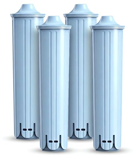 GLASIER FRESH (4-pack) vattenfilter för Jura Claris Blue, 71312 blå filterpatron kompatibel med A1, A9, IMPRESSA F50 F55, C5, J90 J95, GIGA, ENA Micro, reducerar kalk, BPA-fri, TÜV SÜD-certifierad