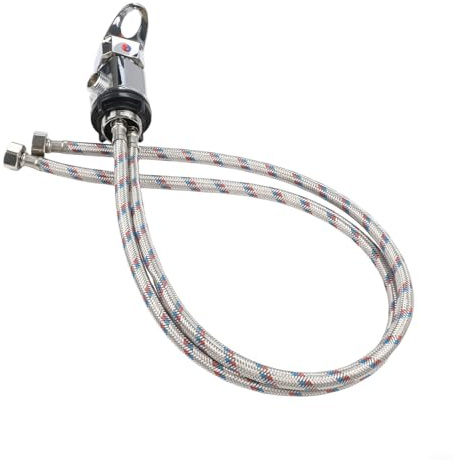 RV-Dusch-Mischventil mit 80 cm Einlass- und Auslassrohren zum Einstecken G1/2, Zinklegierung und Edelstahl, für Wohnwagen und Wohnmobile (rotblau)