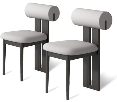 2 St Unika Matstolar I Trä, Modern Läderfåtölj, Robust Ram Och Runt Ryggstöd, Lämpliga(Black+Gray,4pcs)