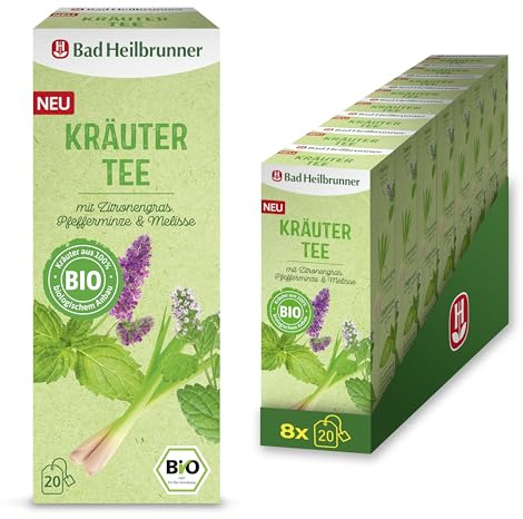 Bad Heilbrunner Bio Kräutertee – mit Filterbeutel – harmonischer Kräutertee aus ausgewählten Kräutern - erfrischend, belebend und mild (8 x 20 Filterbeutel)