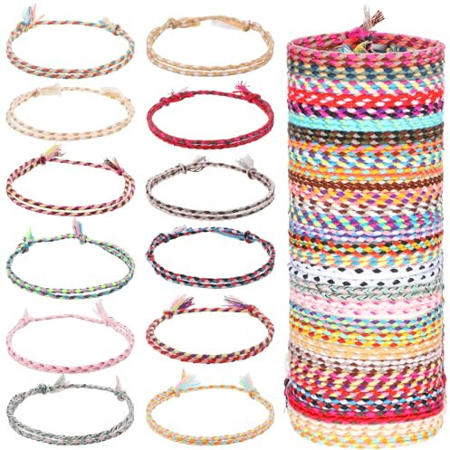 Ymapinc 30Pcs Friendship Bracelets for Womens, Boho String Bracelet | Woven Braided Bracelets, Waterproof Rope Matching Summer Bands, Adjustable Handmade Stackable Set