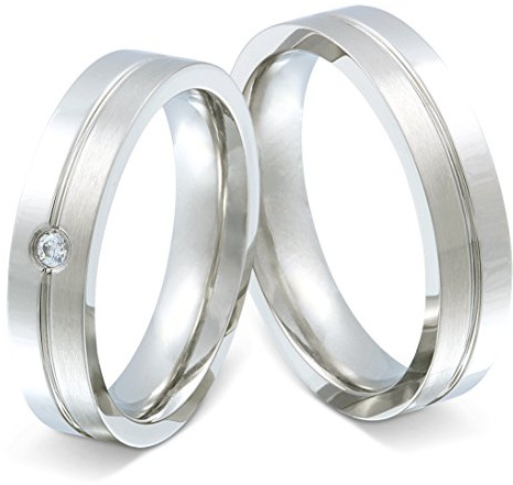 Juwelier Schönschmied - Unisex Partnerringe Freundschaftsringe Estados Edelstahl Zirkonia 11HDac - Kostenlose Wunschgravur mit AMAZON KONFIGURATOR online gestalten!