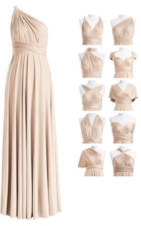 72styles Robe Infinity avec Bandeau, Robe Demoiselle d'honneur Femme Convertible, Longue, Grande Taille, Multi-Way, Soirée,Mariage Invitée, Champagne, Taille Unique