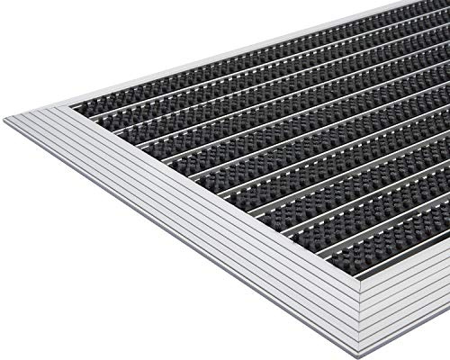 Desan | Alu Fußmatte Ultra Mat | 48 x 80 cm | 22mm Aluminium Fußabtreter für Außen und Innen | Türmatte für die Haustür | Alu Rampe | Schmutzfangmatte in 3 Größen | Schwarz | Bürsten