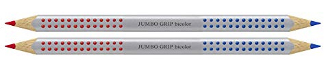 Faber-Castell Jumbo Grip - Lápiz para separación de plata, bicolor rojo y azul (rojo/azul, 2 lápices Jumbo Grip bicolor)