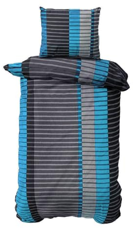 Class Home Collection Bettwäsche 155x220 Renforcé Baumwolle – 2-teiliges Set mit Kissenbezug 80x80, weich und atmungsaktiv, Ganzjahres-Bettwäsche mit Reißverschluss, Wind Blau
