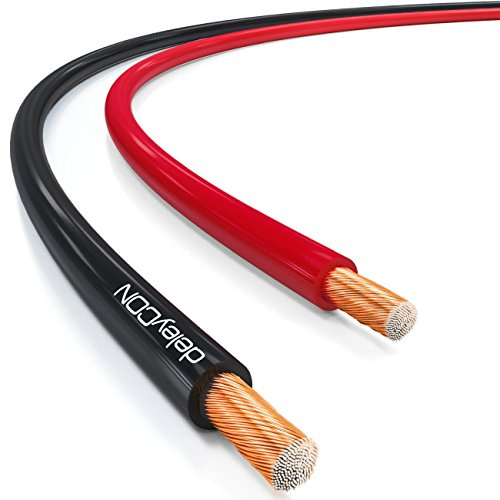 deleyCON 25m Lautsprecherkabel Boxenkabel 2x 2,5mm² CCA - Schwarz/Rot | Kupferüberzogenes Aluminium, Polaritätskennzeichnung, 2x50x0,25mm Litze, BauPVO / CPR