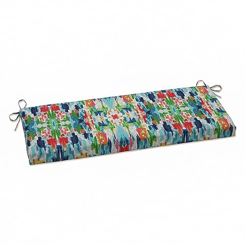 Pillow Perfect Outdoor/Indoor Abstract Reflections Multicolored Bench/Swing Cushion, 45 x 18