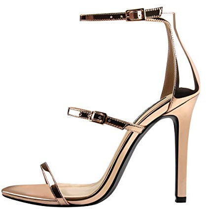 Only maker Mujer Sandalias de tiras Tacones altos Tacón Stiletto Sandalias, champán, 38 EU