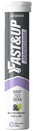 Fast&Up Magnesium - 300mg Magnesium & 10mg Zinc - 20 Tablets - Refreshing Blackcurrant & Lime Flavour