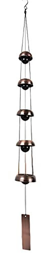 RAILONCH Feng Shui Windspiel für den Außenbereich, Tempelglocken Hausgarten hängendes Ornament mit 5 Glocken, Wind Chimes Deko für Balkon Garten (Bronze)