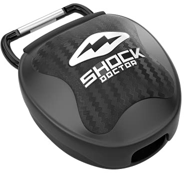 Shock Doctor Ventilated Mouth Guard Case, Universal Storage for Adult & Youth Sizes, Black Chrome