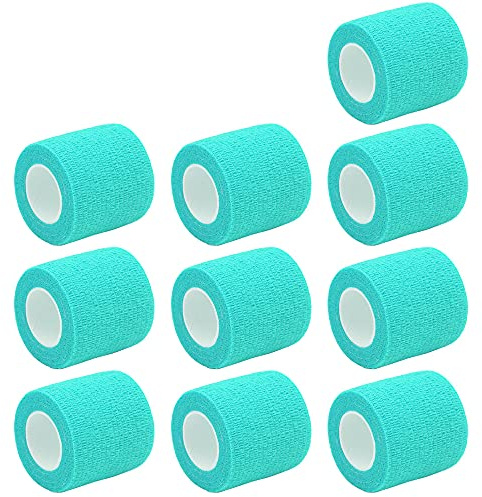 Mintice 10 rullar självhäftande bandage elastisk självhäftande cohesive fixeringsbindel sammanfogat förband fingerförband sårförband 5 cm x 4,5 m ljusgrön