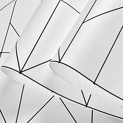 WSWJDW 3D Vliestapete Geometrische Gitterrolle Schwarz Weiß Gitter Gittertapete Kontaktpapier Wohnzimmer Dekor Wandbekleidung