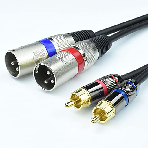 Mugteeve Cavo adattatore da doppio RCA maschio a doppio XLR maschio, cavo sbilanciato L/R RCA a XLR, cavo di uscita a nastro sinistro e destro, per mixer, monitor da studio, altoparlanti subwoofer