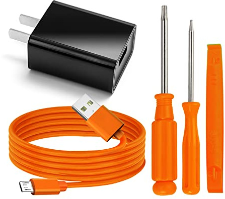 Fast Wall Charger Charging Cable Cord & Replacement Ring Doorbell Screwdriver Fit for Ring Video Doorbell (Released in 2020) 2/3/3 Plus/ 4 Peephole Cam Doorbell Pro Camera Battery Charger (Orange)