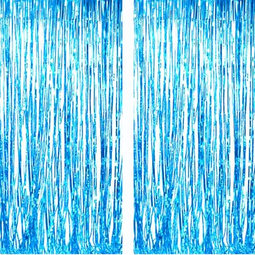HellBlau Backdrop Streamers AILEXI 2 Pack 1M*2M Metallic Tinsel Folie Fringe Vorhänge für Photobooth Party Dekor