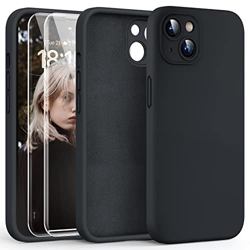 HATOSHI für iPhone 13 Hülle, Silikon Anti-Rutsch Kratzfestes Stoßfest Handyhülle für iPhone 13 Schutzhüll, Schwarz