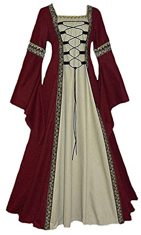 YUDATPG Damen Mittelalter Kleid Blau Floral Renaissance Ballkleid Bodenlang Schulterfrei Elastische Taille Langarm Erwachsene Damenkleid für Halloween Cosplay Irisch Viktorianisches Event