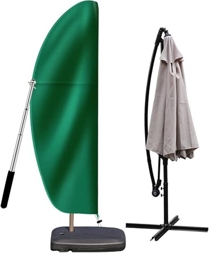 OKPOW Patio Umbrella Cover fits 11Ft to 13Ft Outdoor Umbrellas - Waterproof Cantilever Offset Umbrella Cover with Sturdy Zipper - Durable Hanging Banana Style Parasol Cover for Garden Beach Umbrellas