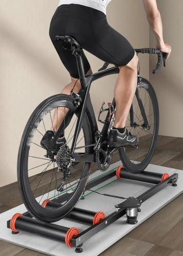 MegLob Rullo Per Biciclette Interno, Allenatore Di Bici in Lega Di Alluminio 6061, Allenatore Di Bici Da Esercizio Interno, Attrezzatura Aerobica Interna Piegabile, Capacità Di 150 Kg