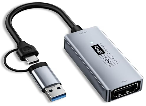 Carte d'acquisition vidéo Newhope, Carte de Capture HDMI vers USB/USB C 3.0, 1080P HD 60fps Live and Record Video Audio Grabber pour Les Jeux, Le Streaming, l'enseignement, la vidéoconférence